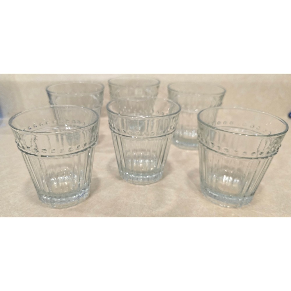 Anchor Hocking Olivia Isabella Vintage Clear 10 oz Flat Glass Tumblers Set of 6